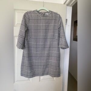 H&M Black and White Plaid Shift Dress